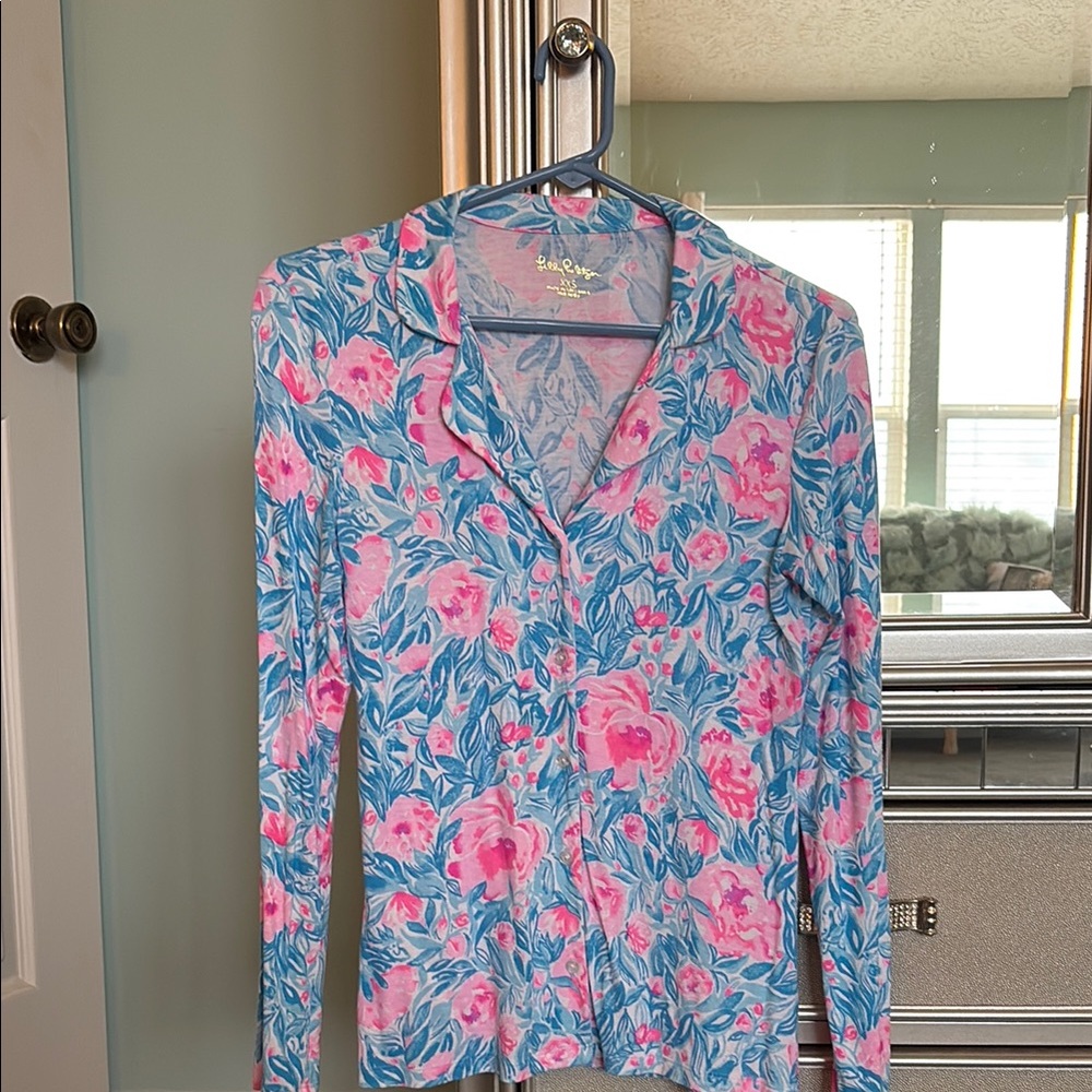 Lilly Pulitzer Pink and Blue Floral Top